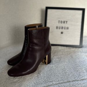 Tory Burch Brown Boots with Logo Detail in Heel
